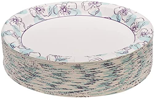 Glad Round Disposable Paper Plates For All Occasions | New & Improved Quality | Soak Proof, Cut Proof, Microwaveable Heavy Duty