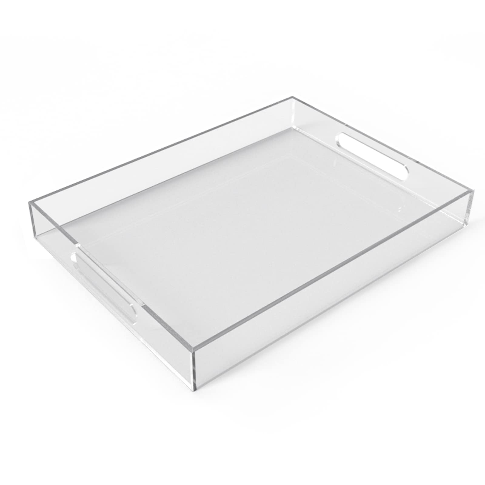 Allhercom Acrylic Serving Tray (12X16X2Inch) With Handles-Spill Proof-Clear Decorative Tray For Appetizer,Breakfast-Countertop O