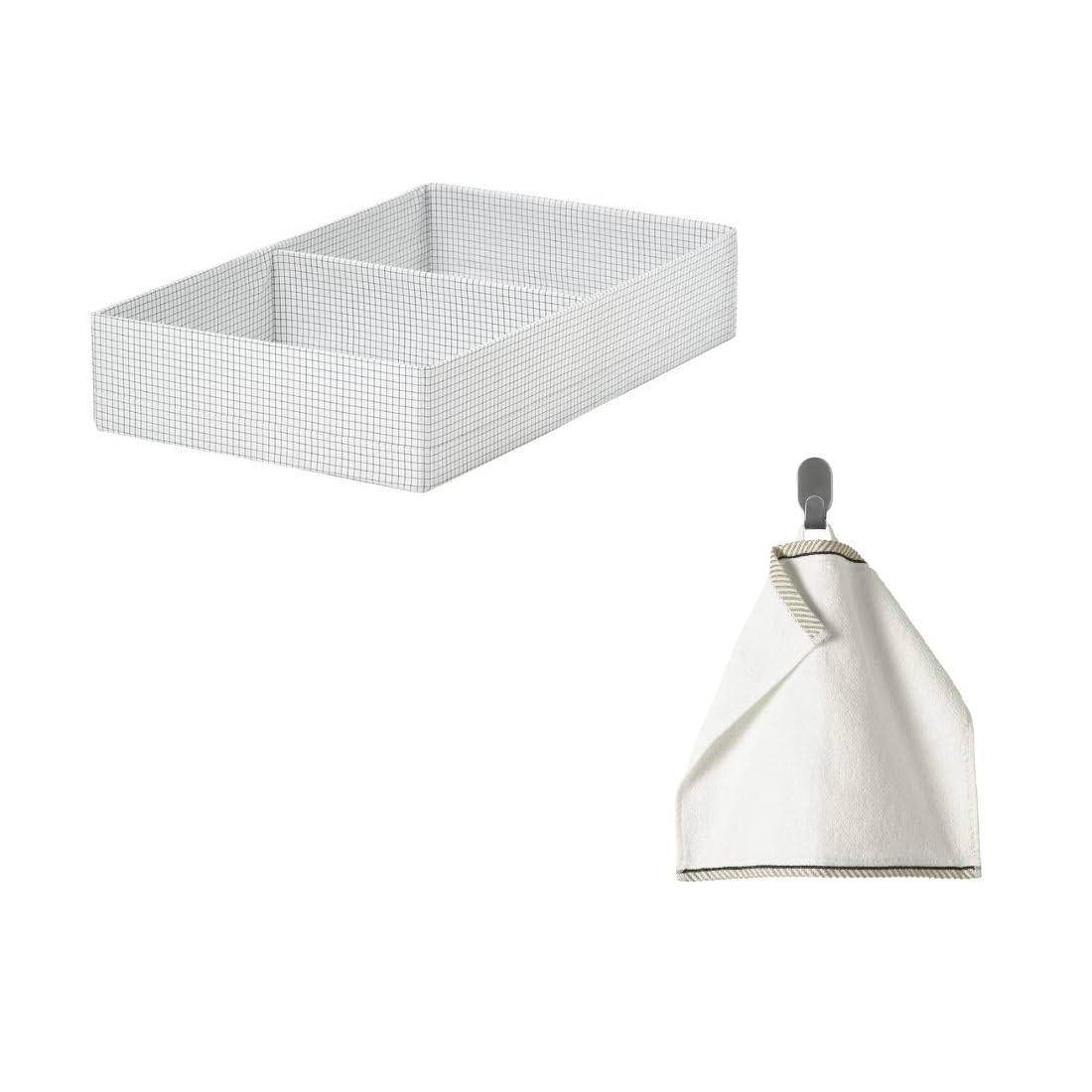 Ikea Stuk Box With Compartments, White/Black, 32X51X10 Cm, Wardrobe And Drawer Organiser, Includes Washcloth 30X30 Cm