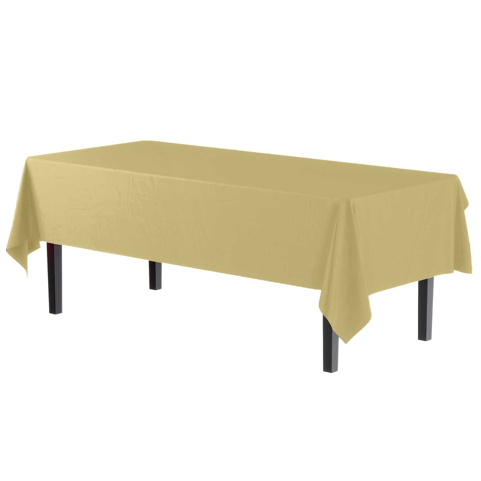 Exquisite 6-Pack Premium Plastic Tablecloth 54In. X 108In. Rectangle Plastic Table Cover - Light Yellow