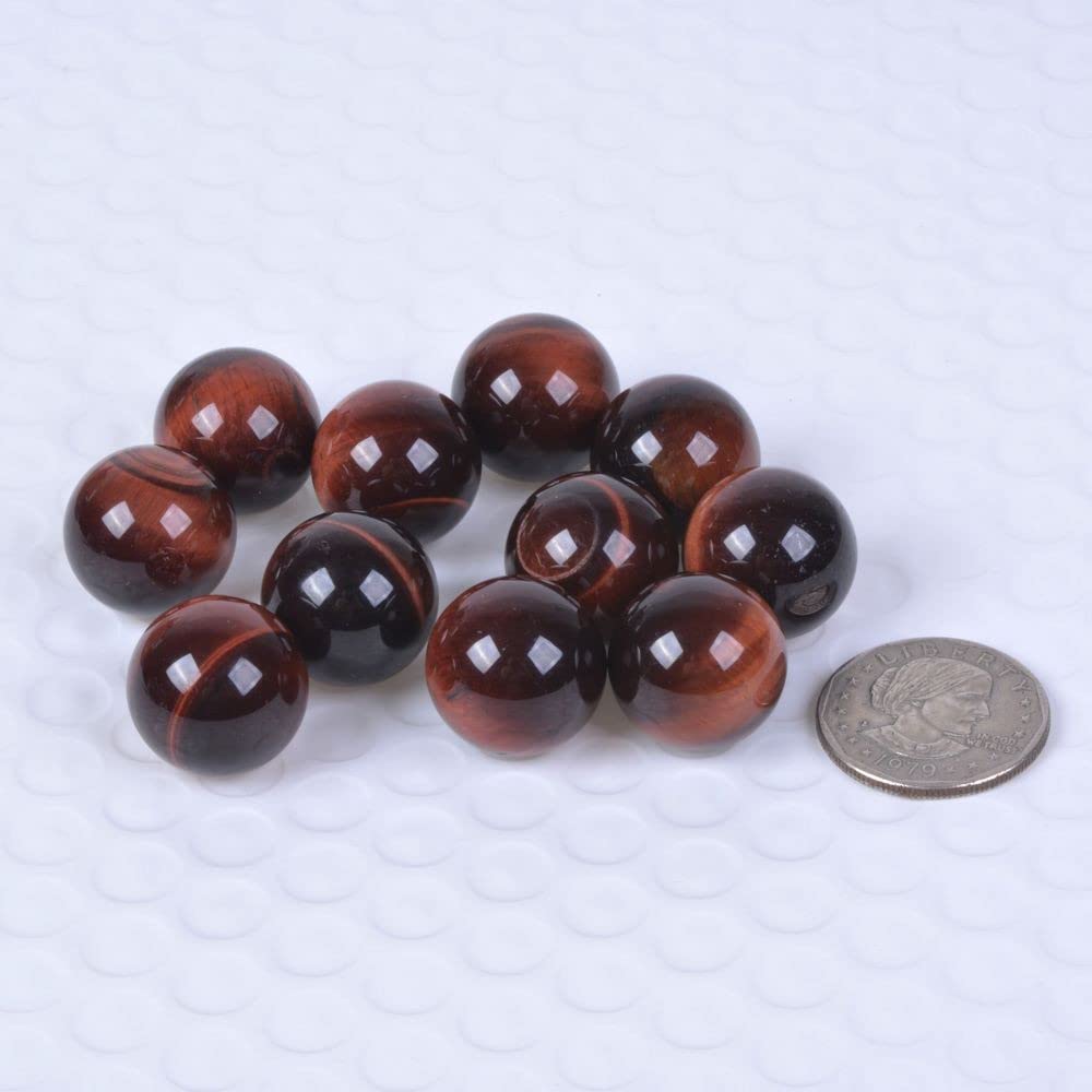 Justinstones Natural Red Tiger Eye Tumble 20mm Gemstone Healing Crystal Energy Ball Round Sphere Specimen Collection Pocket Palm
