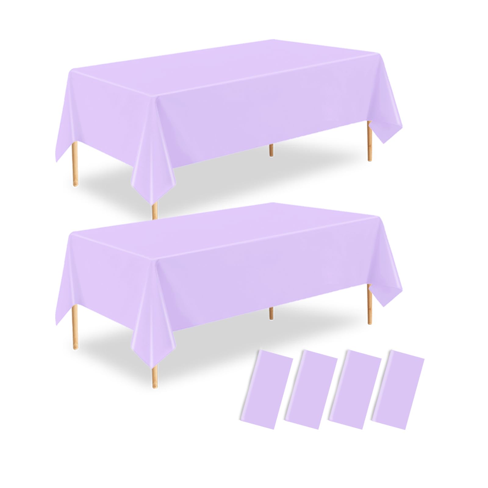 ZHIAXTON 4 Pack Light Purple Plastic Tablecloth,54 X 108 Inch Disposable Rectangle Table Cover for Birthday Party,Baby Shower,We