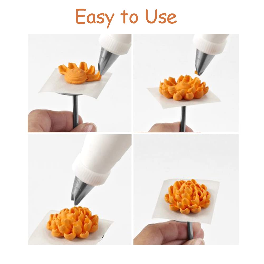 Chrysanthemum Pastry Tips Rose Flower Piping Tips Set Tulip Frosting Tips Buttercream Decoration Icing Piping Pastry Nozzles for Cake Cupcake Decorating 5 Pcs