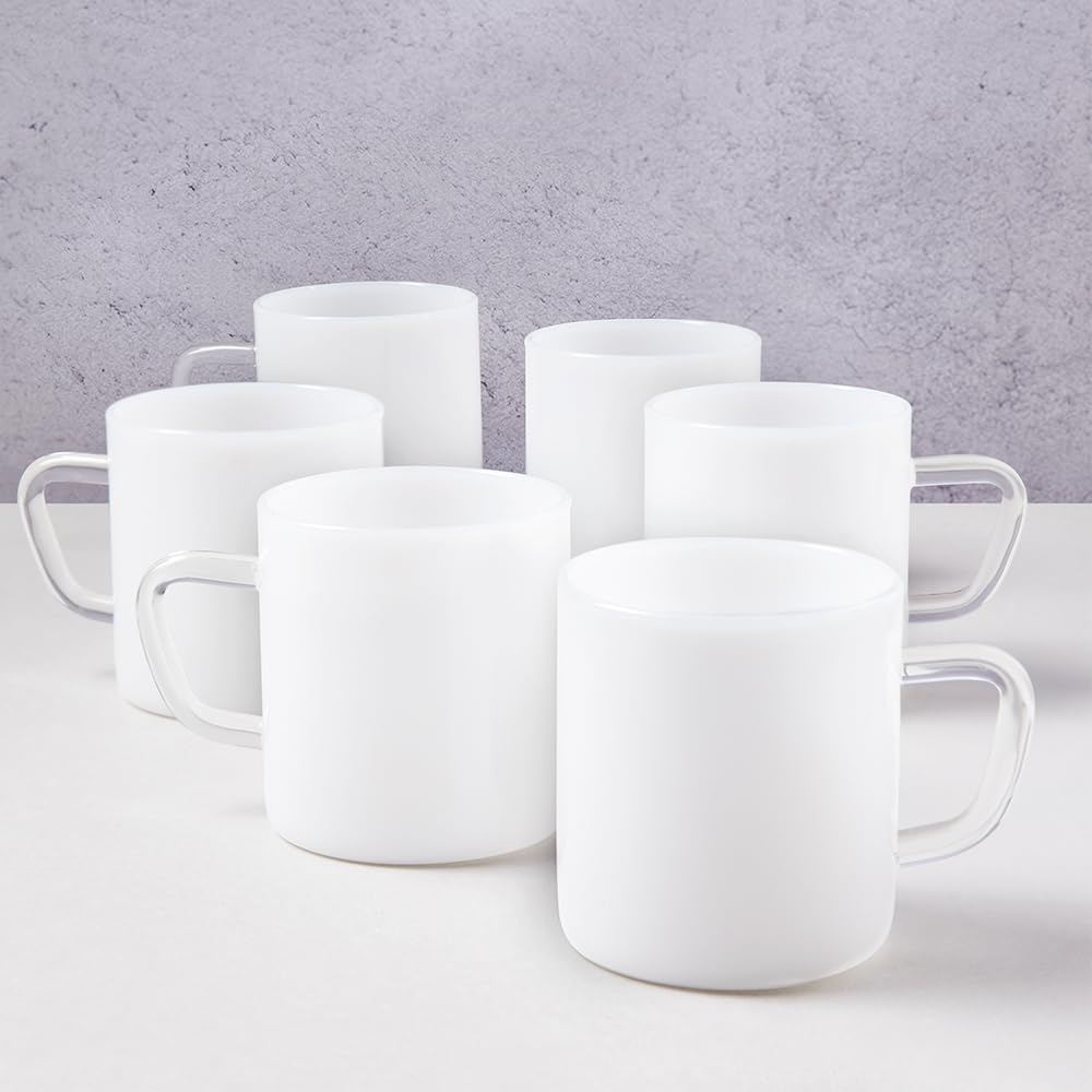 Borosil Classic White Jade Mug, Borosilicate Glass, Scratch Resistant, Microwave Safe, Lightweight, for Chai, Green Tea, Milk, C
