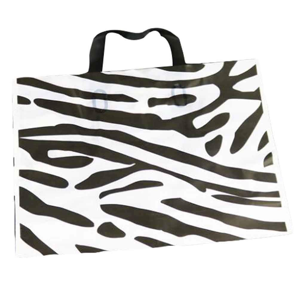 Panda Legends Zebra Pattern - 50 Pcs Plastic Boutique Bags Retail Store Shopping Bags Gift Bag