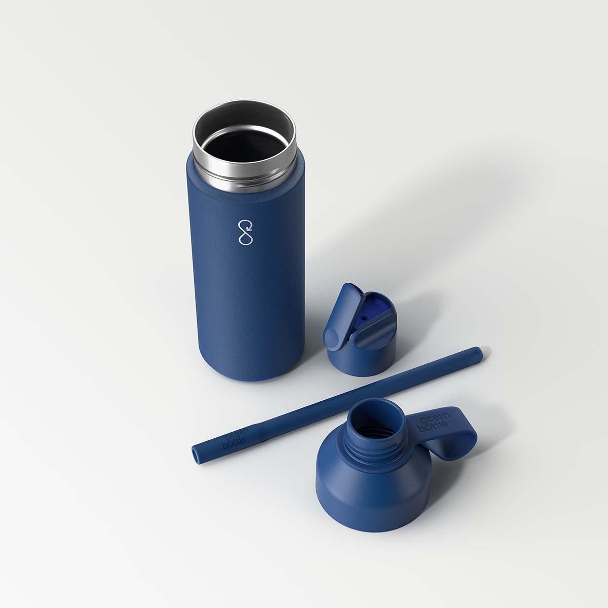 Ocean Bottle - Recycled Stainless Steel go Water Bottle - Eco-Friendly & Reusable Bottle - Ocean Blue - 17 oz