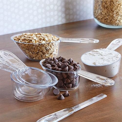 Pampered Chef Measuring Cups & Spoons Set 2257 - Durable Clear Plastic Design - Microwave-Safe