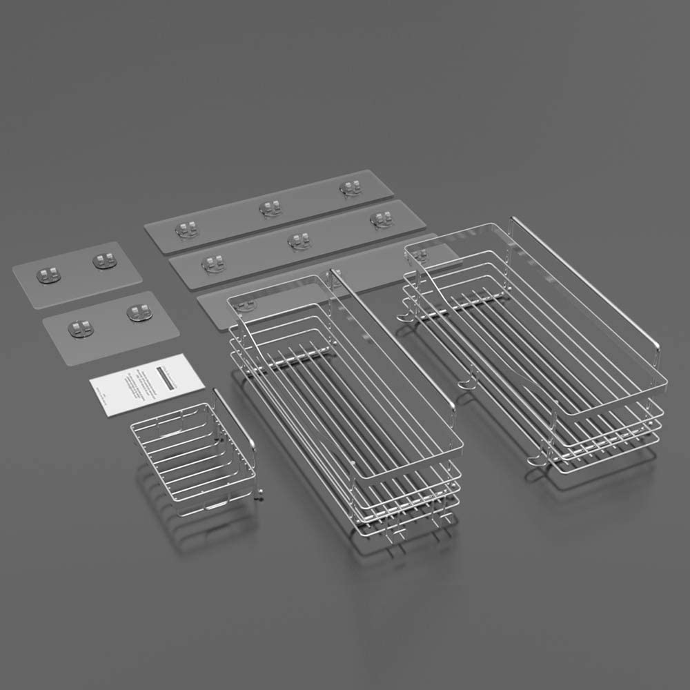 Orimade Shower Caddy Basket Soap Dish Holder Shelf With 5 Hooks Bathroom Organizer Shelf Kitchen Storage Rack Wall Mounted Adhes