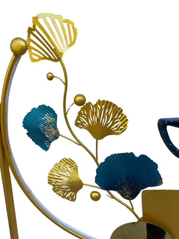 Rsn Big Metal Wall Decor,3D Handmade Deer With Zinko Leaves Iron Wall Art Decor, Large Modern Deer Home Metal Wall Hangings, Liv