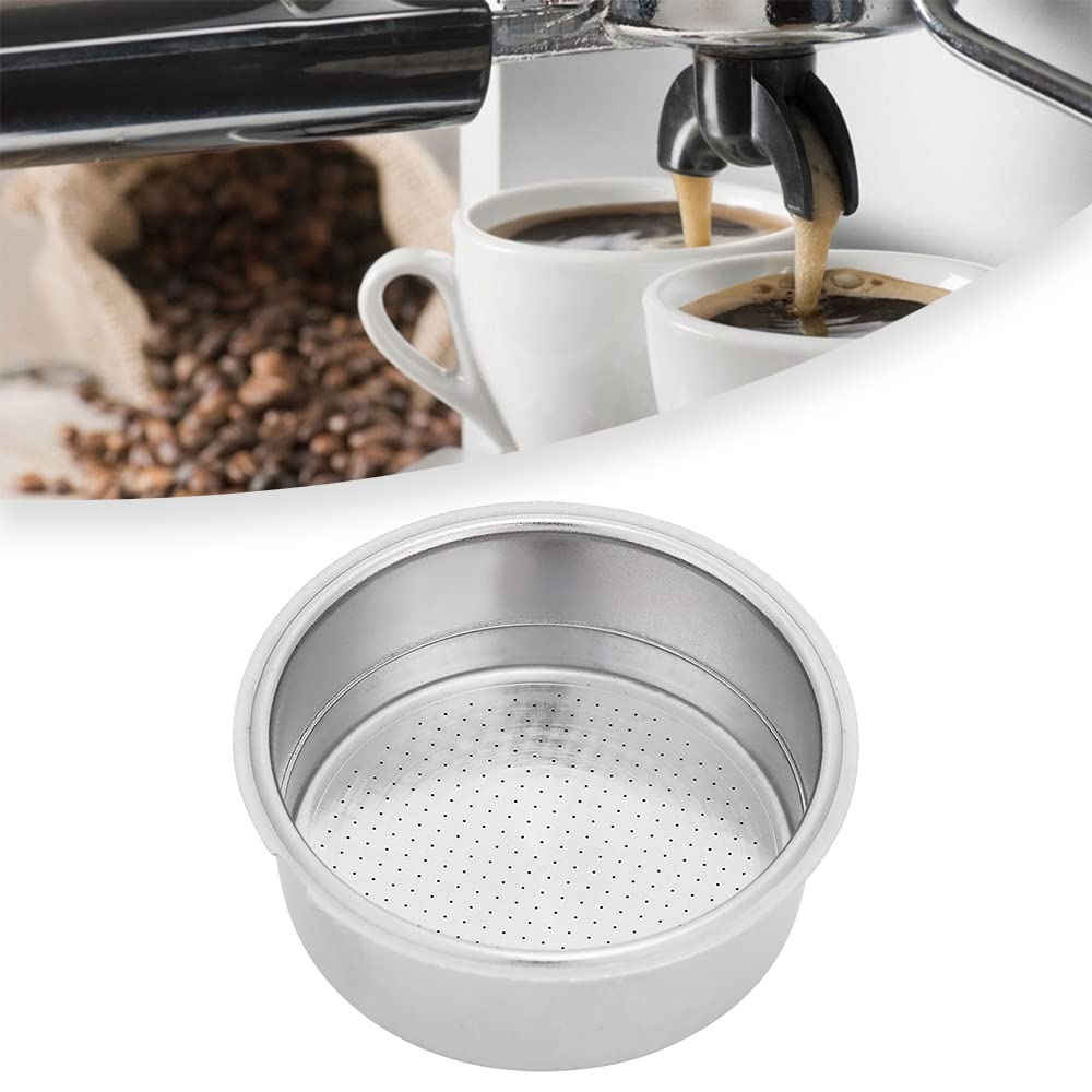 Watris Veiyi Stainless Steel Coffee Filter, Double Cup Coffee 51Mm Pressurized Porous Filter, Double Layer Portafilter Basket, C