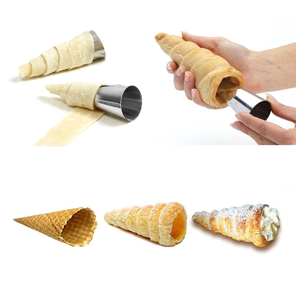 Guowall Cream Horn Mold, Stainless Steel Ice Cream Cone Mold And Tubular Shaped Reusable Pastry Mould For Baking, Diy Baking Too