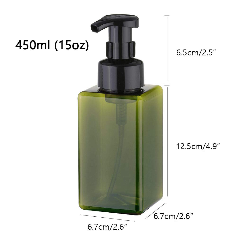 Uujoly Foaming Soap Dispenser, 450Ml (15Oz) Refillable Pump Bottle Plastic For Liquid Soap, Shampoo, Body Wash (2 Pcs) (Green)