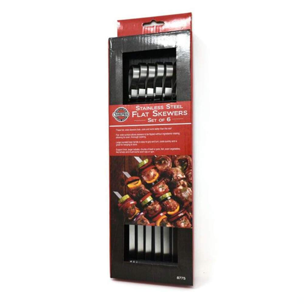 Norpro 8775 Stainless Steel Flat Skewers, Set Of 6, 12.5'' In Length
