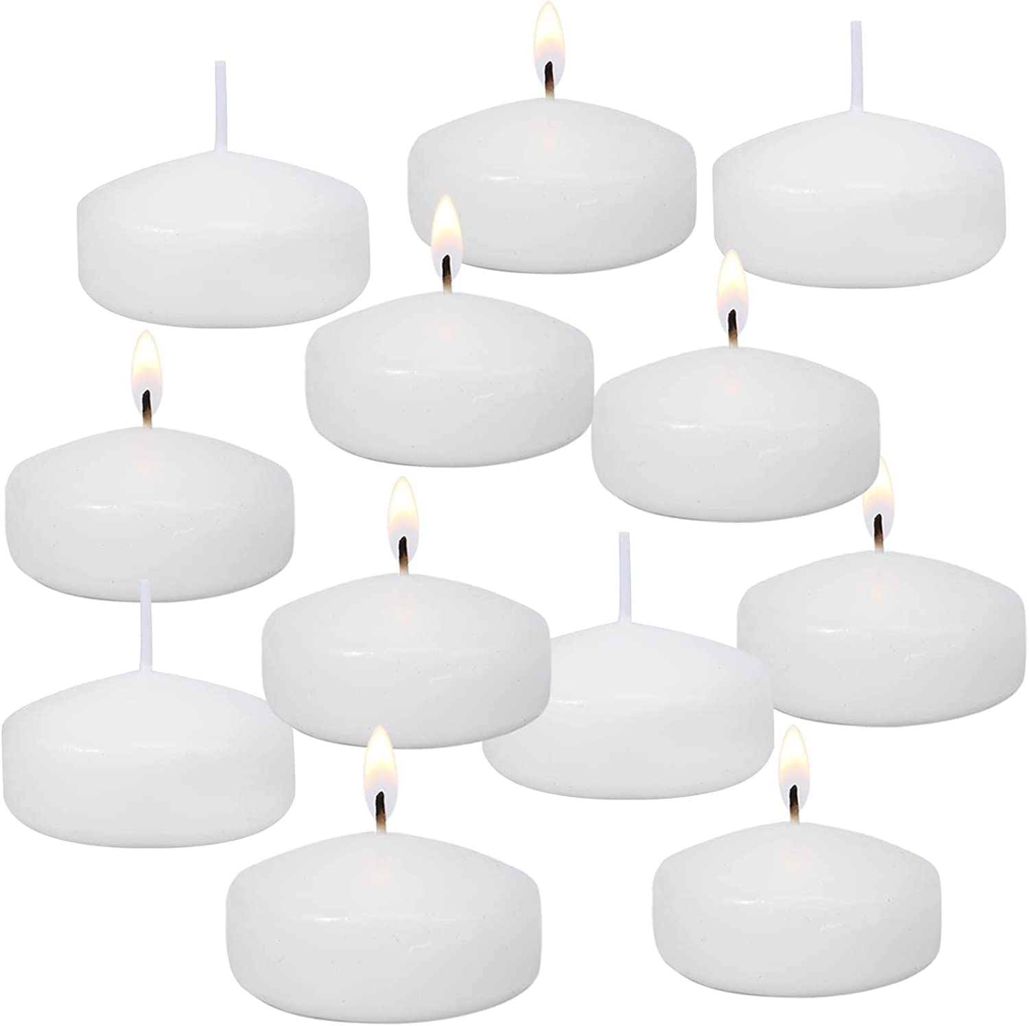 LYOBATH 12 Pack 2 Inch Floating Candles for Centerpieces,White Small Floating Candles for Cylinder Vases, Centerpieces at Weddin