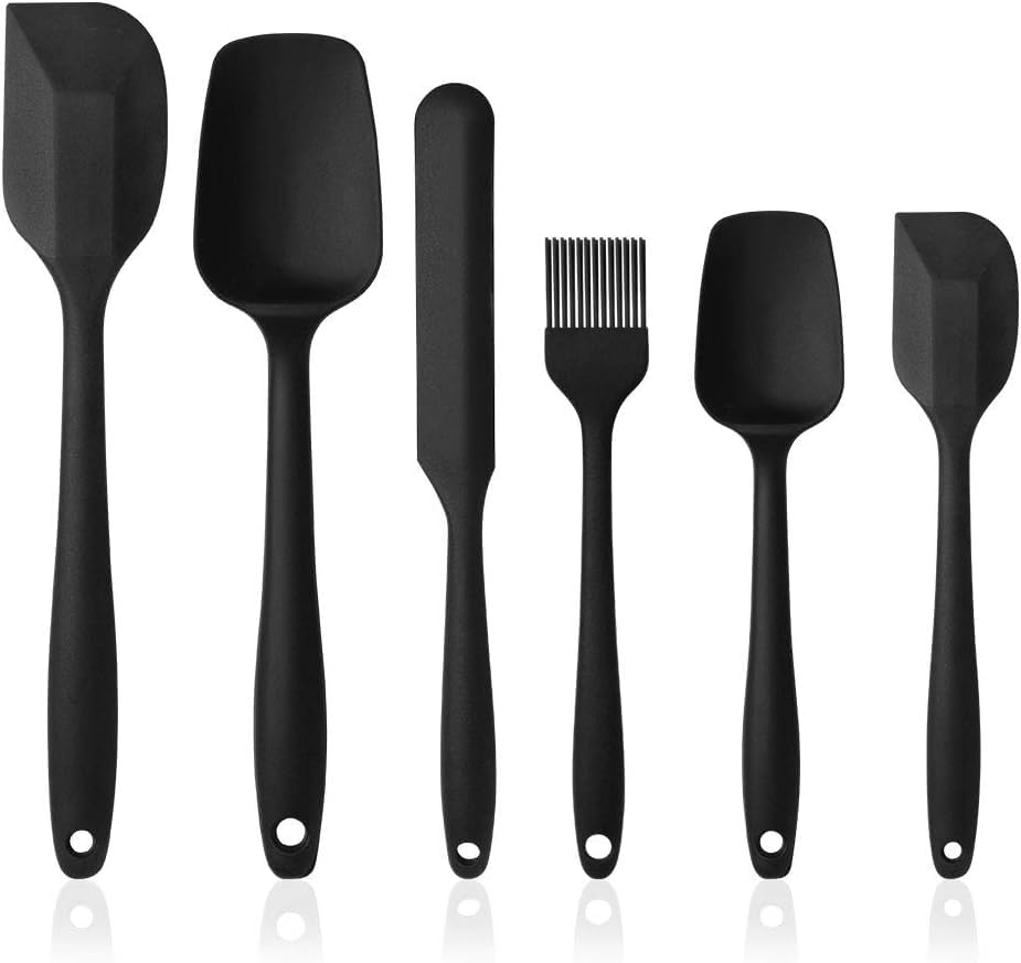 Trivyom 6Pcs Silicone Kitchen Spatulas Set, NonToxic Silicone Tongue NonStick NonScratch Spoon Heat Resistant 230c, Utensils 