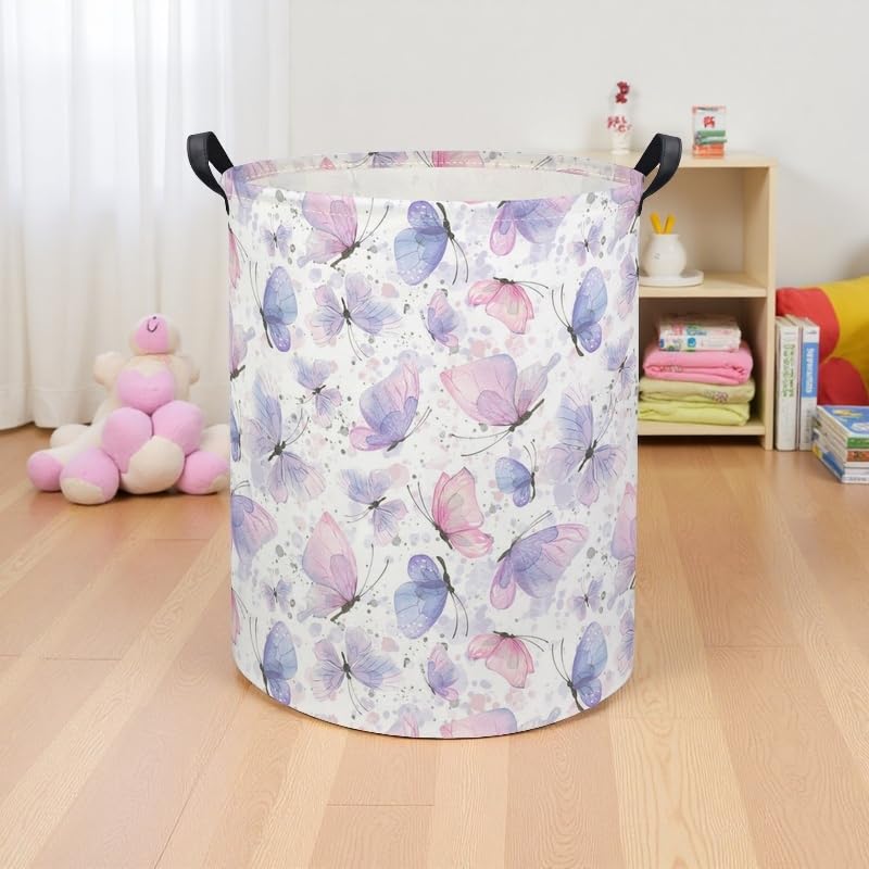 Tibaolover Butterfly Baby Laundry Basket Kids Hamper Animal Toy Storage Bin For Boys Room Decor Baby Nursery Hamper Gift Baskets