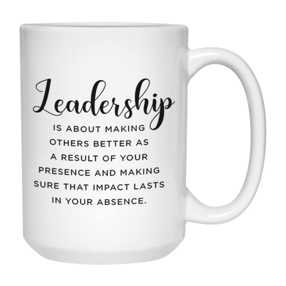 Bubble Hugs Inspirational Coffee Mug 15 Oz, Leadership Is About Making Others Better Motivational Appreciation Gift Idea For Lea