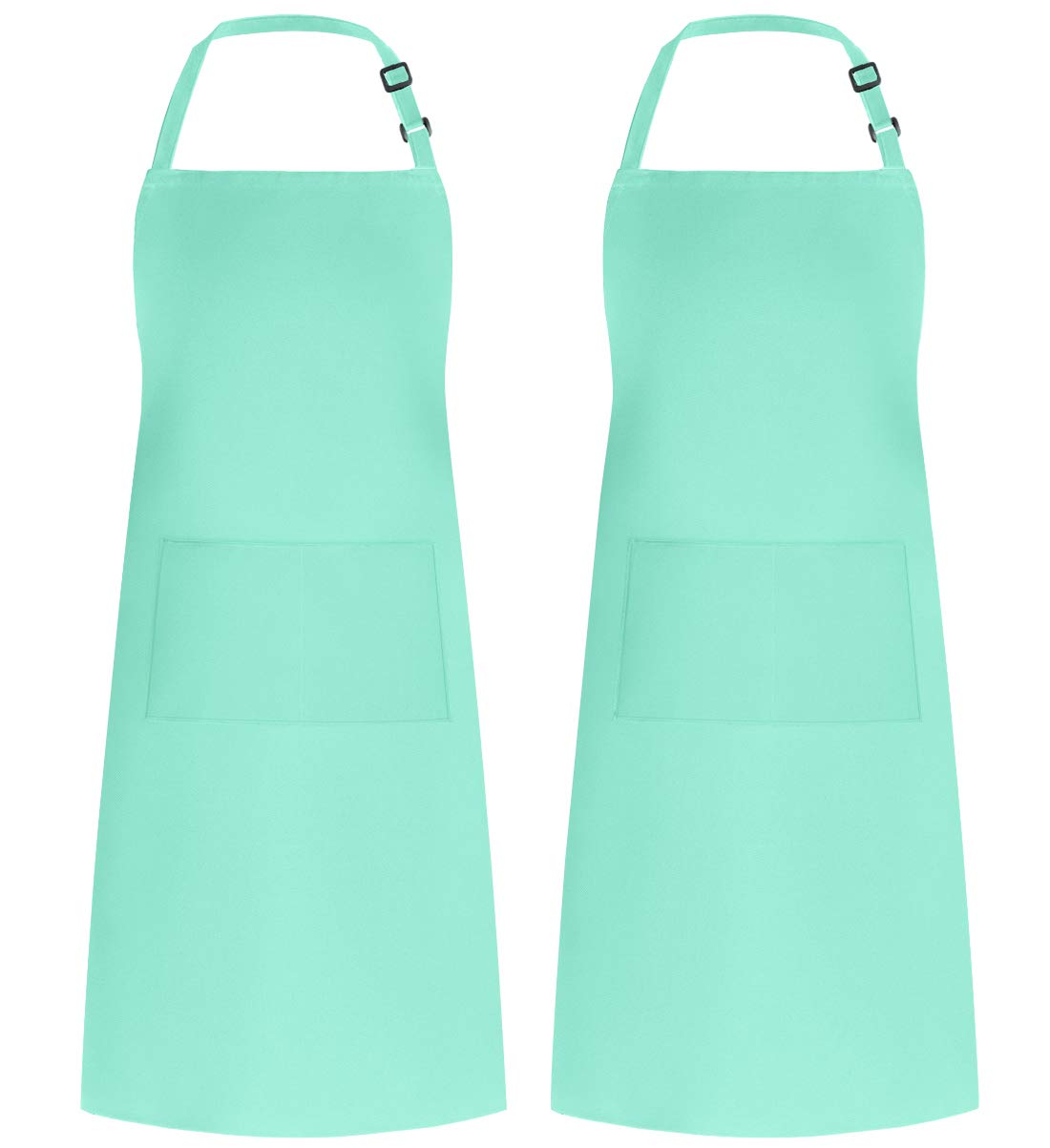 Syntus 2 Pack Adjustable Bib Apron Waterdrop Resistant with 2 Pockets Cooking Kitchen Aprons for BBQ Drawing, Women Men Chef, Li