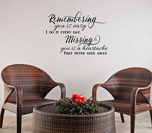 Remembering You - Loving Memory Wall Decals - Die-Cut Adhesive Vinyl Decals - Memorial Wall Decor - Made In Usa - 23''X16'' Blac