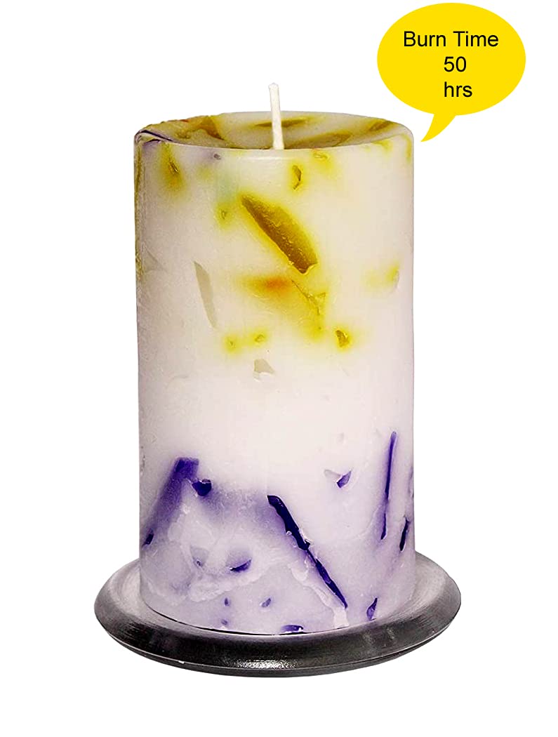 Pure Indian Candle Handmade Citronella & Camphor Scented Designer Multi Chunk Wax Pillar Candle PICPC3009 (Burn Time 50 hrs.)