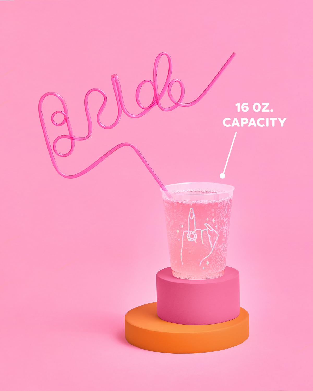 Xo, Fetti Bachelorette Party Ring Finger Reusable Cups - 16 Frost Flex Cups | Bach Party Drinkware, Cute Bridal Shower Supplies,