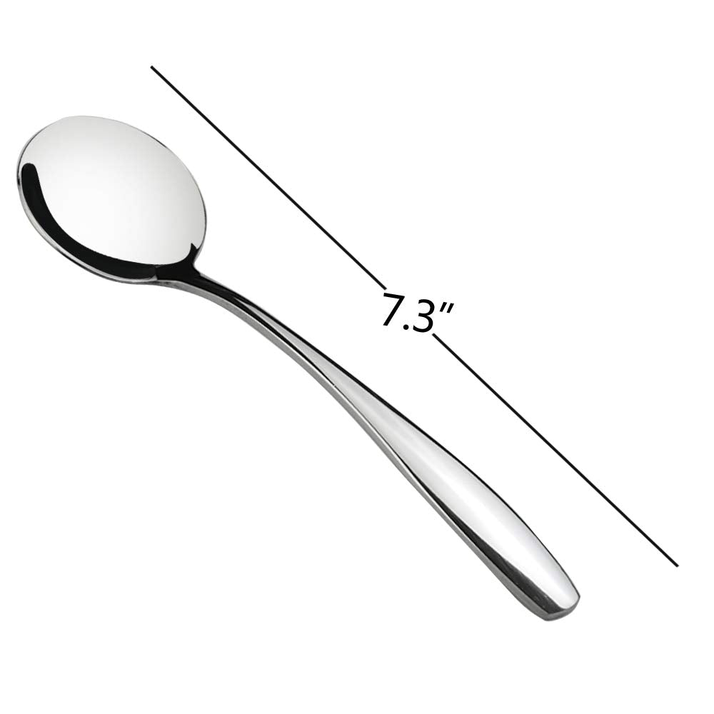 Ggbin 7.3 Inch Stainless Steel Round Soup Spoon, 12 Pieces