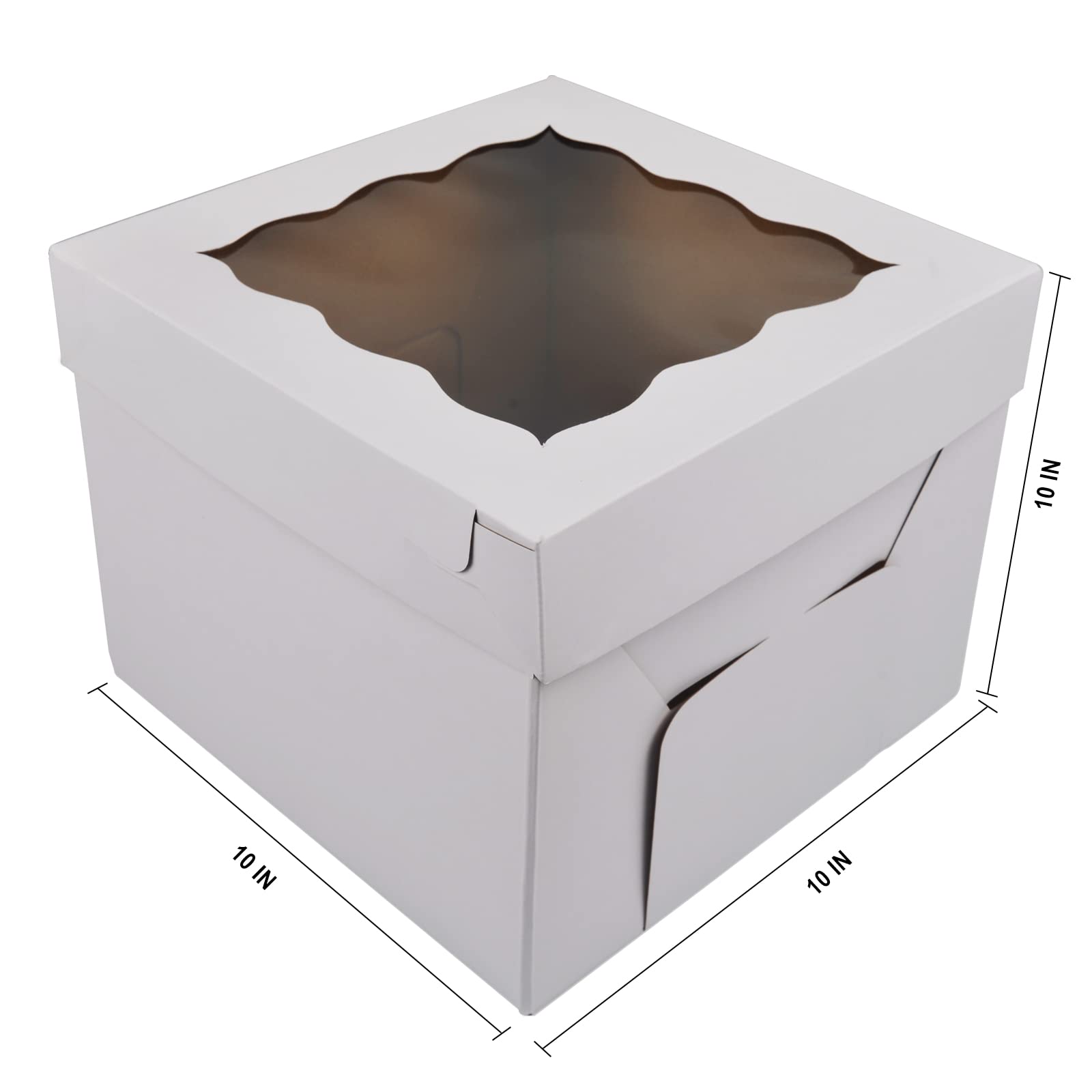 Kbg Cake Boxes 10Pcs 10X10X10 Inches With Window Tall Cake Box For Tier Cakes For Wedding Birthday Transport,Sturdy White Bakery
