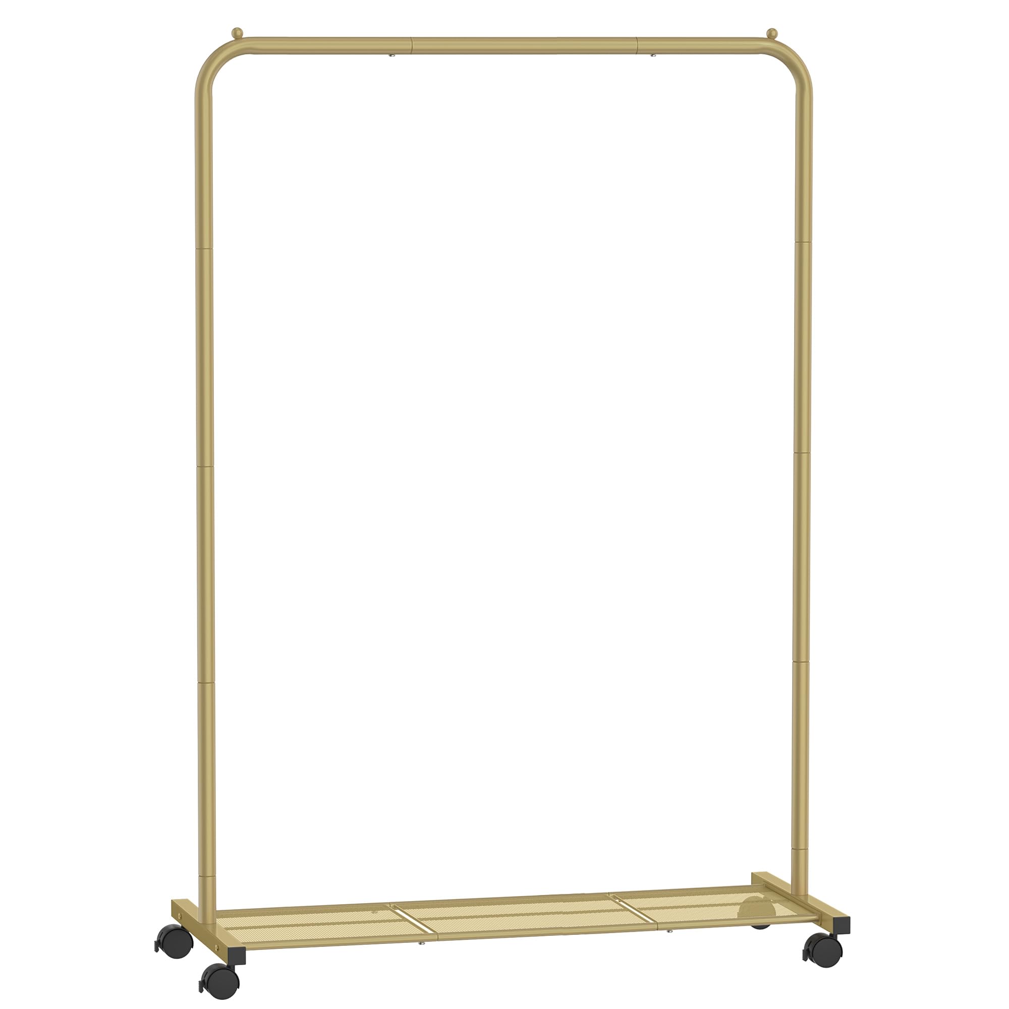 SONGMICS Clothes Rack with Wheels, Clothing Rack for Hanging Clothes, 25.4 mm Metal Garment Rack with Dense Mesh Storage Shelf, 