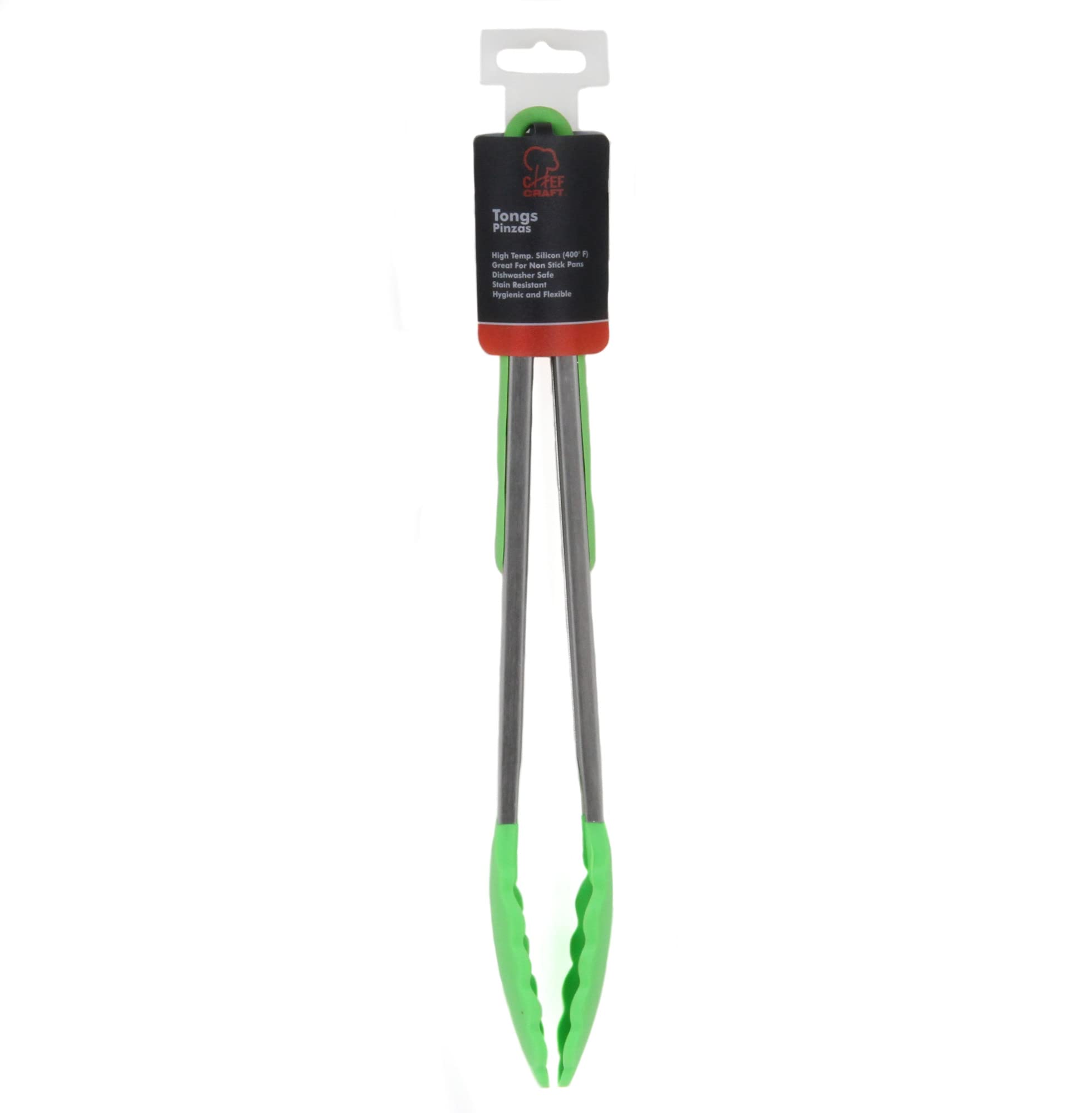 Chef Craft Premium Silicone Cooking Tongs, 12 Inch, Green
