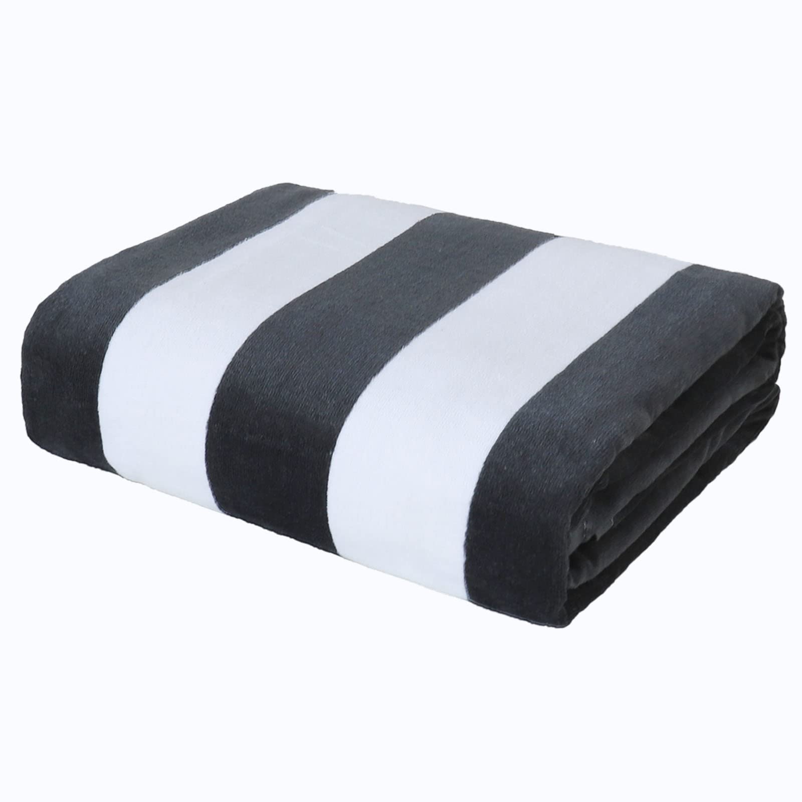 Exclusivo Mezcla Cotton Oversized 35X70 Inches Cabana Stripe Beach Towel, Super Absorbent Soft Plush Pool Bath Towel (Charcoal G