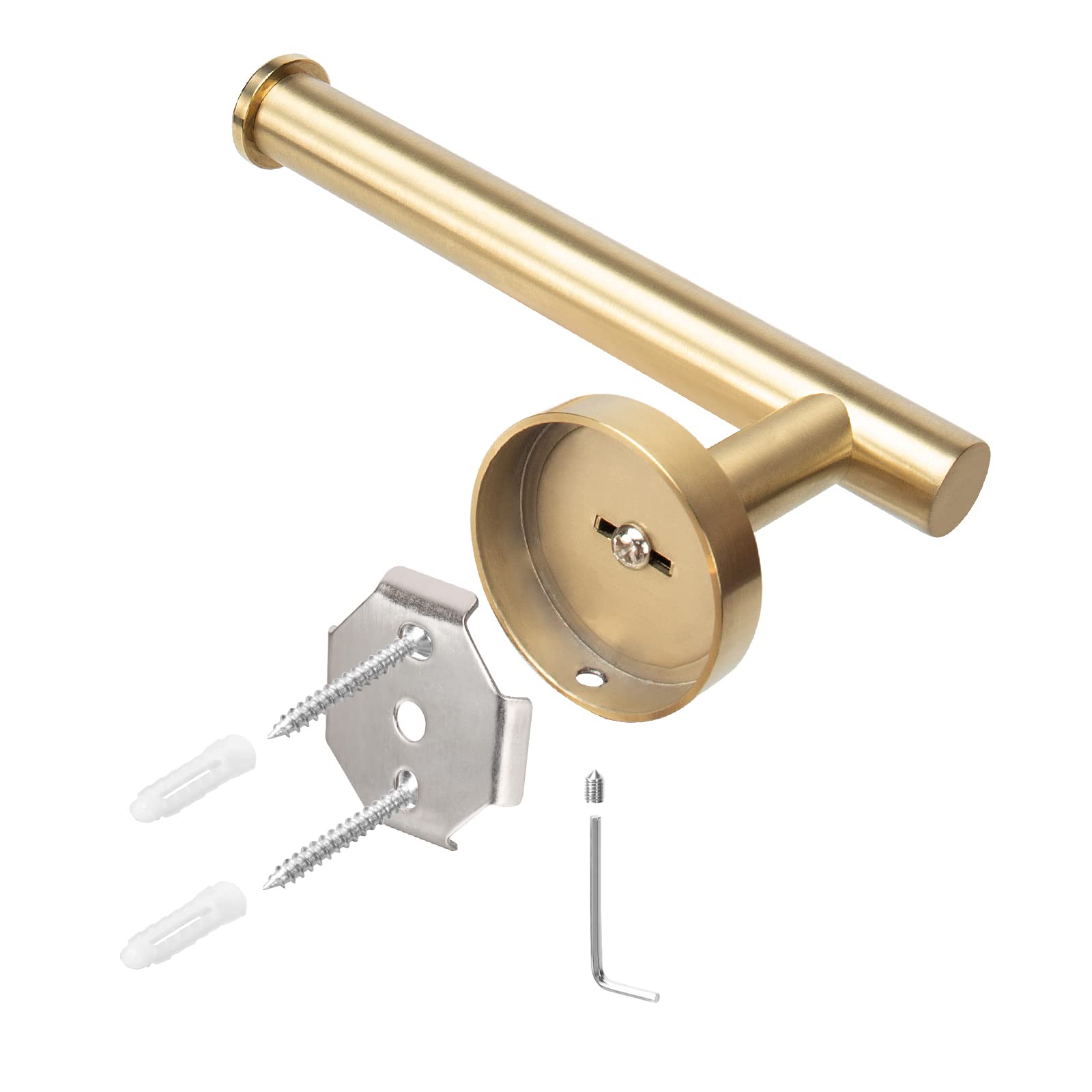 NearMoon Bathroom Toilet Paper Holder  Premium SUS304 Stainless Steel Rustproof Wall Mounted Toilet Roll Holder for Bathroom  Kitchen  Washroom (1 Pack  Brushed Gold)