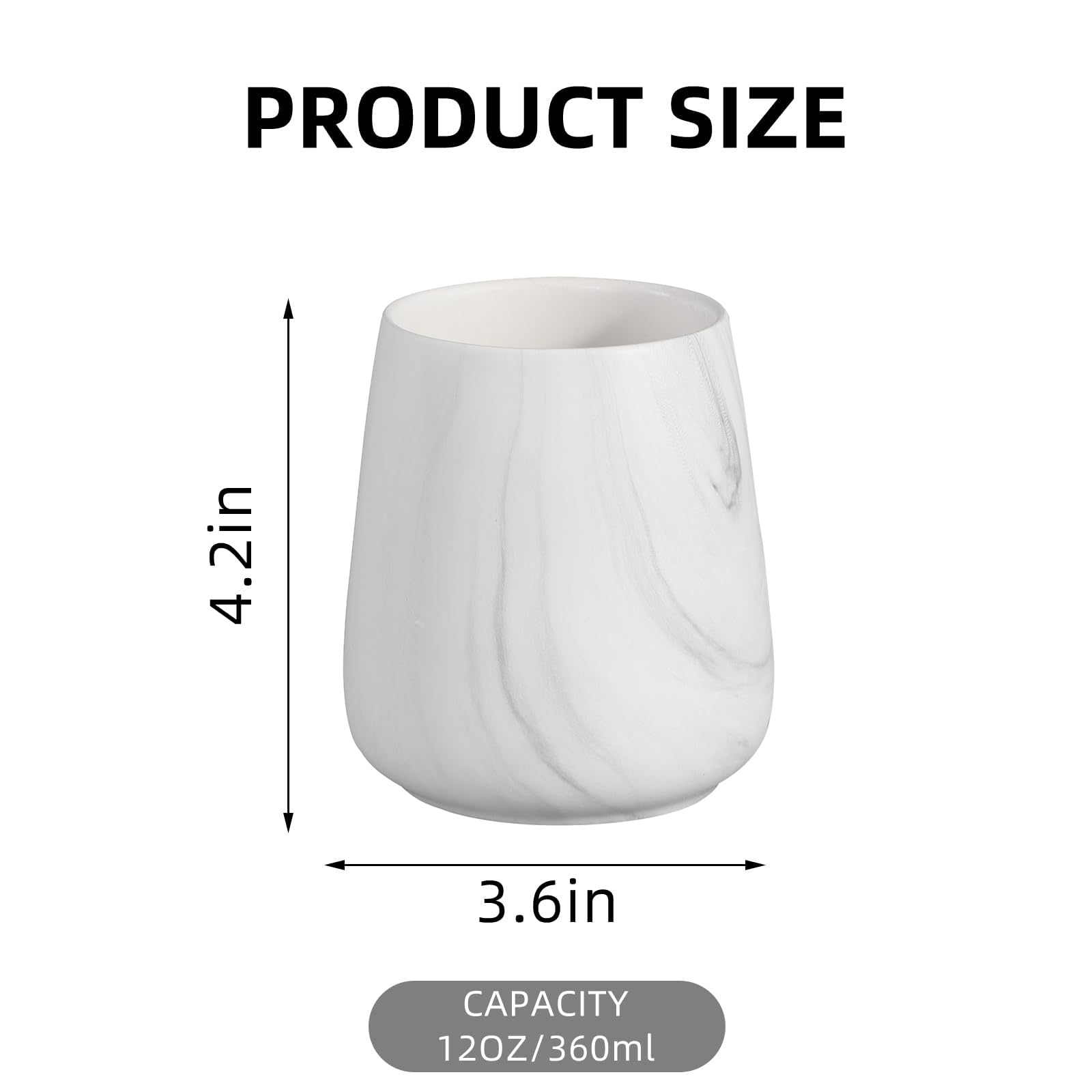 2Pcs Toothbrush Holder For Bathroom - Marble White Ceramic Tooth Brushing Holders Set, Toothbrush Cup & Toothpaste Organizer For