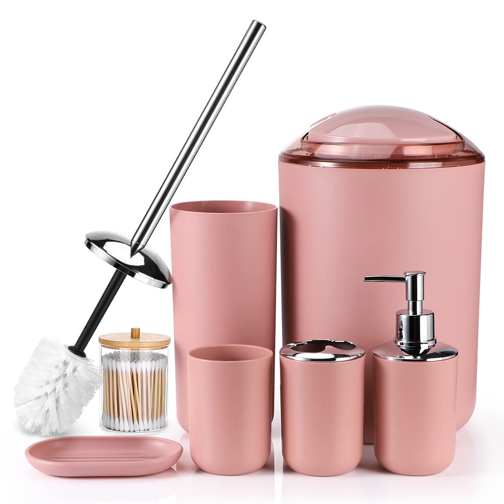 Otostar Plastic Bathroom Accessories Set Decor Countertop Gift Set Bathroom Accessory Set Includes Toothbrush Holder Soap Dispen