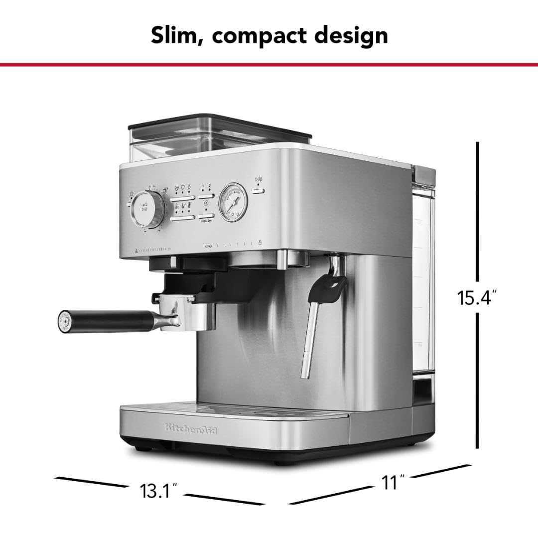 Kitchenaid Semi Automatic Espresso Machine With Burr Grinder, 2.5L, Brushed Stainless Steel, Kes6551Sx