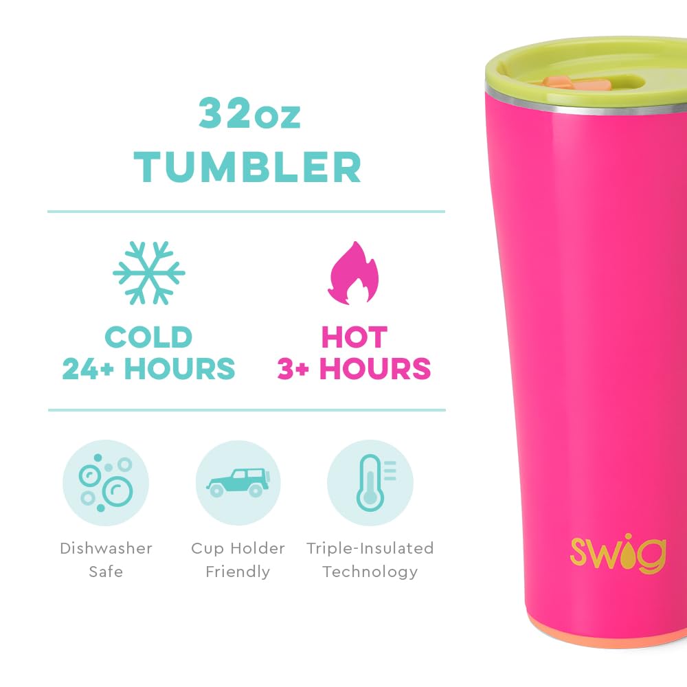 Swig Life 32Oz Insulated Tumbler, Travel Coffee Tumbler With Lid, Cup Holder Friendly Travel Coffee Mug, Stainless Steel Thermos