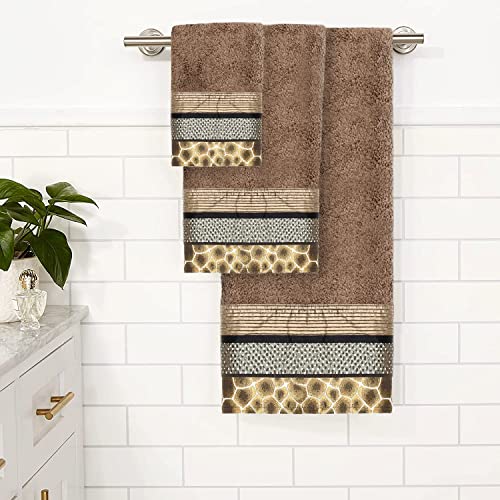 Zahari Home Safari Stripes Animal Bathroom Towel Set 3 Piece Towel Bath Towel, Hand Towel And Wash Towel Leopard Cheetah Beautif