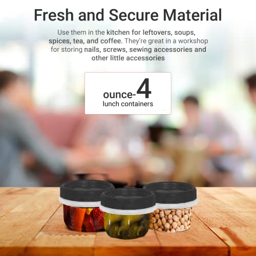 [Black - 12 Pk] Airtight Deli Containers With Lids Twist Lock Top Clear Food Storage For Meal Prep Snacks And Leftovers Freezer
