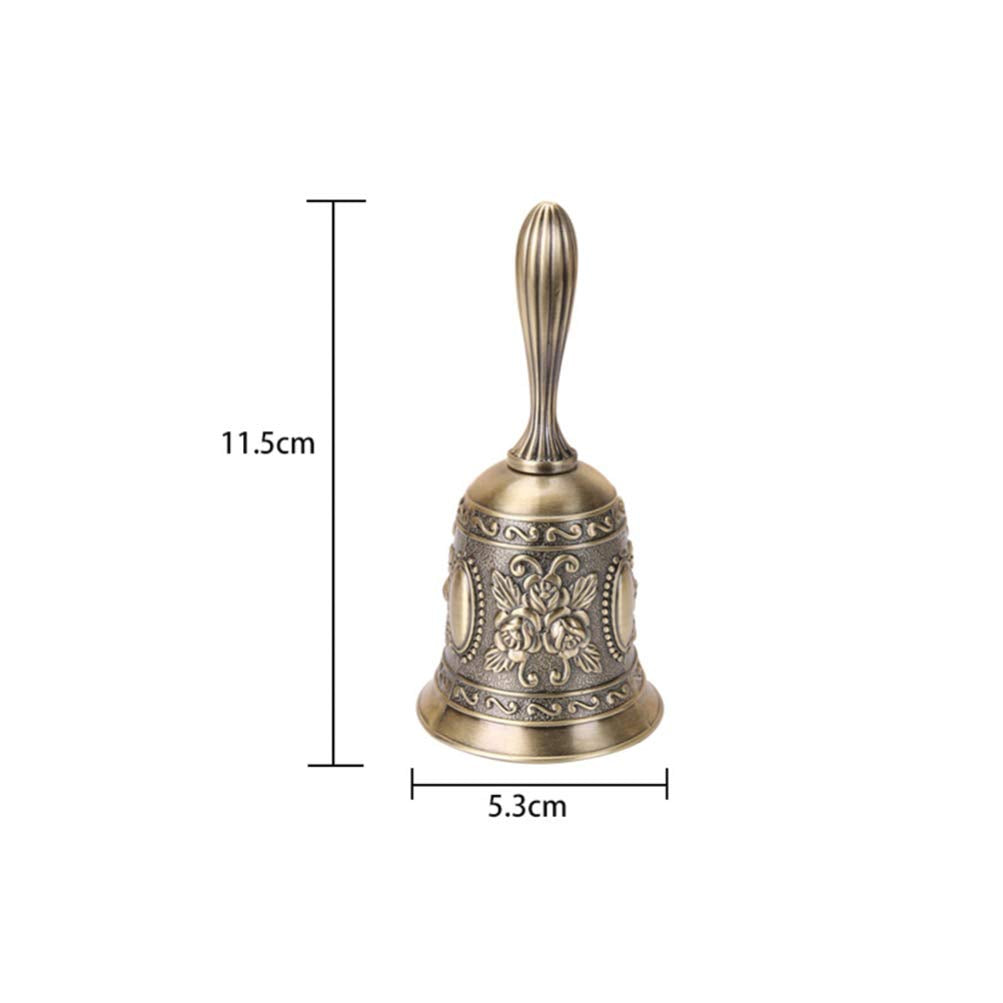 BESPORTBLE Zinc Alloy Table Bell Hand Bell (Antique Brass) Vintage Design Perfect for Hotel Kitchen