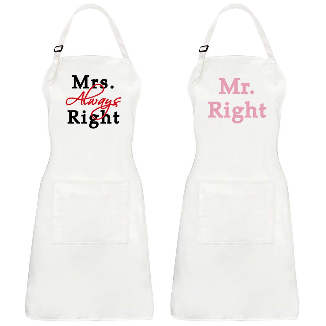 Coxeer 2Pcs Couples Kitchen Apron Aprons Cotton Waterproof Matching Aprons Couples Gift ValentineS Day Wedding Engage T Anniver