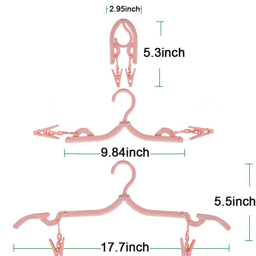 Travel Hangers With Clips Portable Folding Clothes Hangers With 1 Pcs Clothesline 12 Pcs With 24 Pcs Hanger Clips For Scarves Su