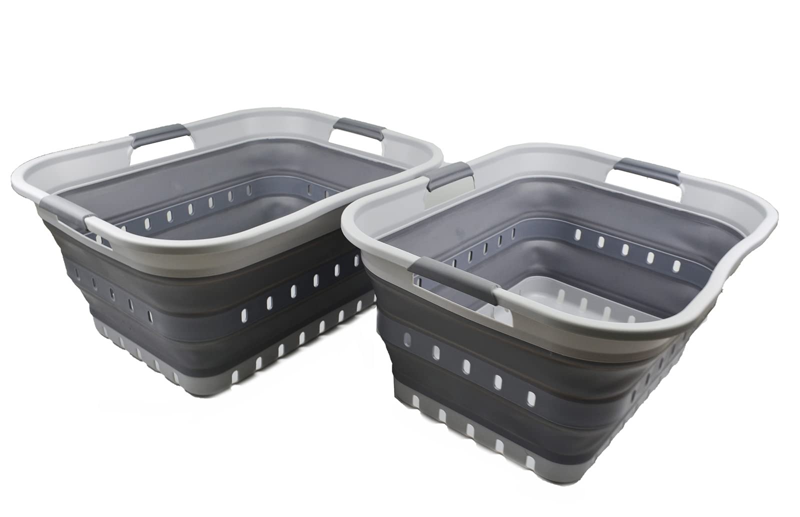 Sammart 42L (11 Gallon) Collapsible Plastic Laundry Basket - Foldable Pop Up Storage Container/Organizer - Portable Basket - Spa