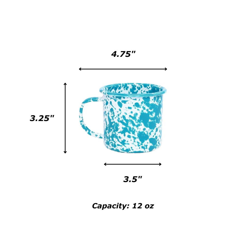 Crow Canyon Home Enamelware Mug, 12 Ounce, Red/White Splatter (Set Of 4)