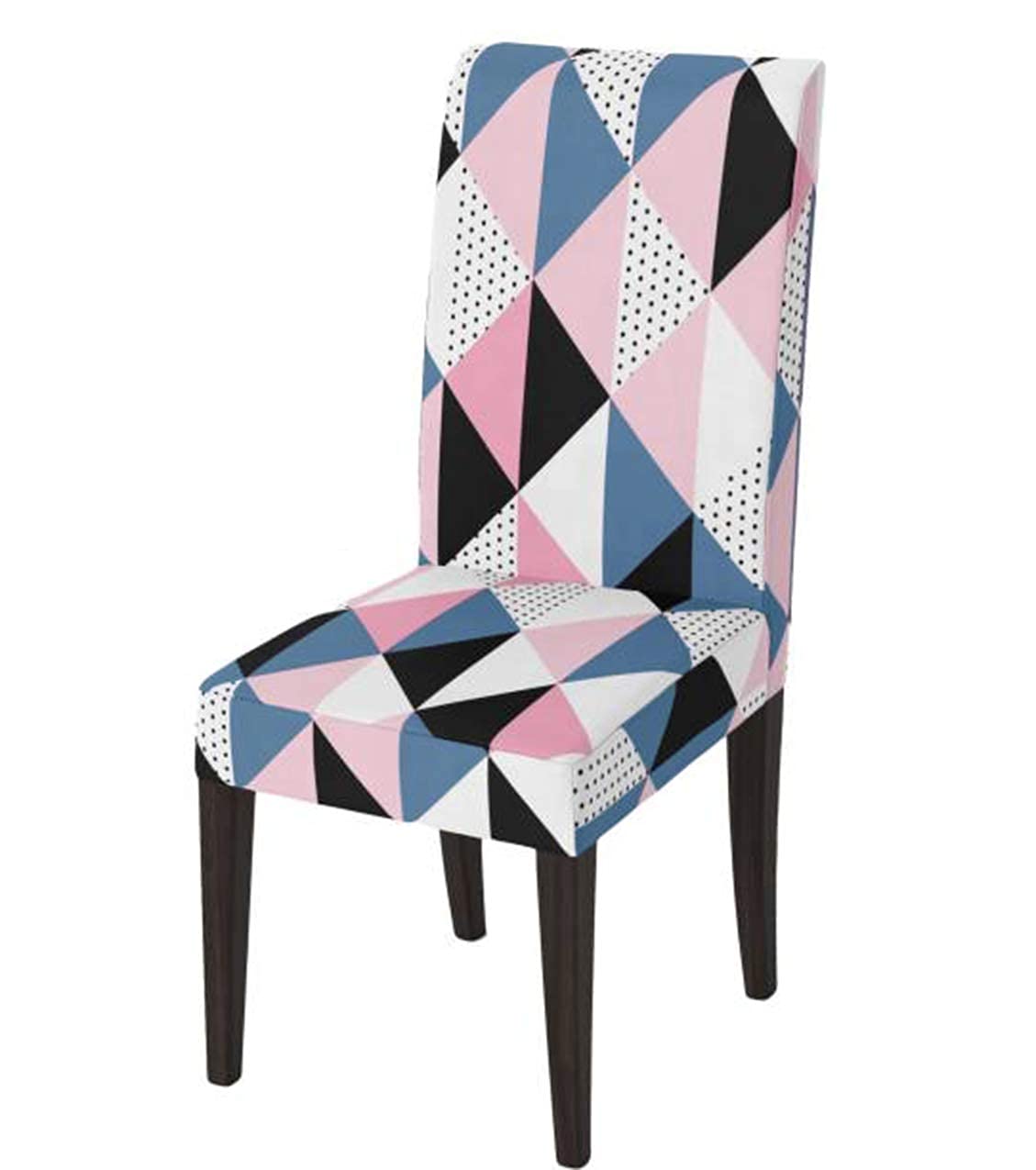 House Of Quirk Polyester Elastic Stretch Removable Washable Prism Short Dining Chair Cover Protector Seat Slipcover (Pink, Black