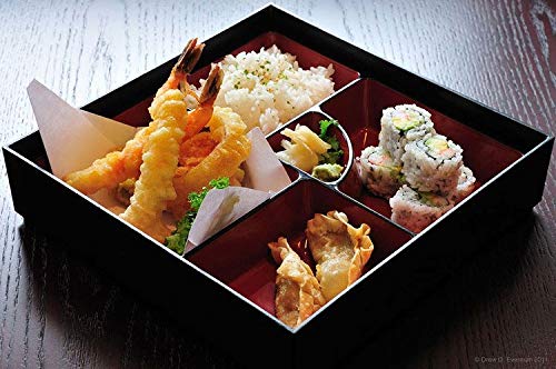 Japanbargain 1923, Red And Black Japanese Traditional Plastic Lacquered Lunch Bento Box 5 Compartments For Restaurant Or Home Tr