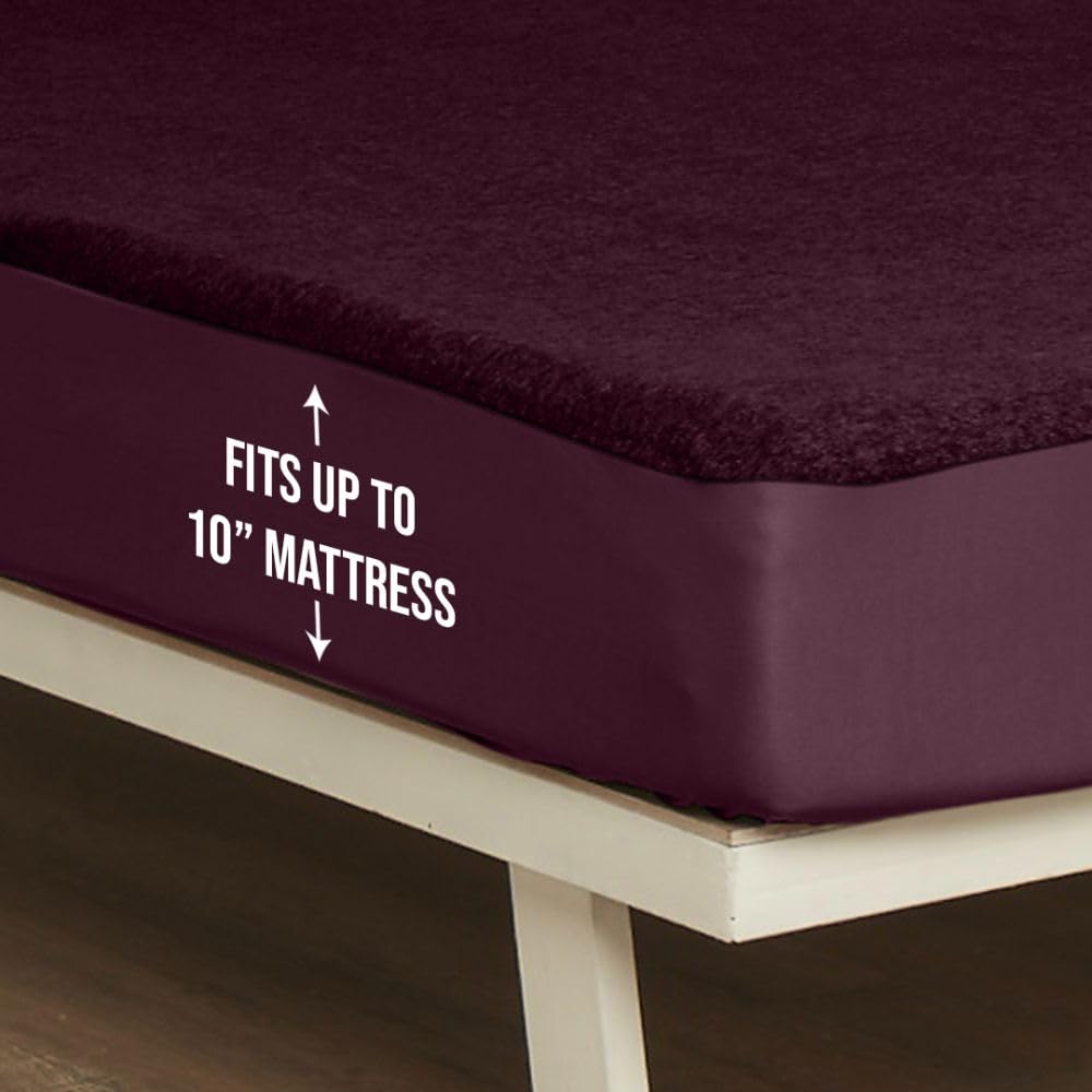 Wakefit Cotton Feel Ultra Soft Waterproof Mattress Protector|Breathable - Hypoallergenic Mattresses Cover 75 X 36 - Single, Beet