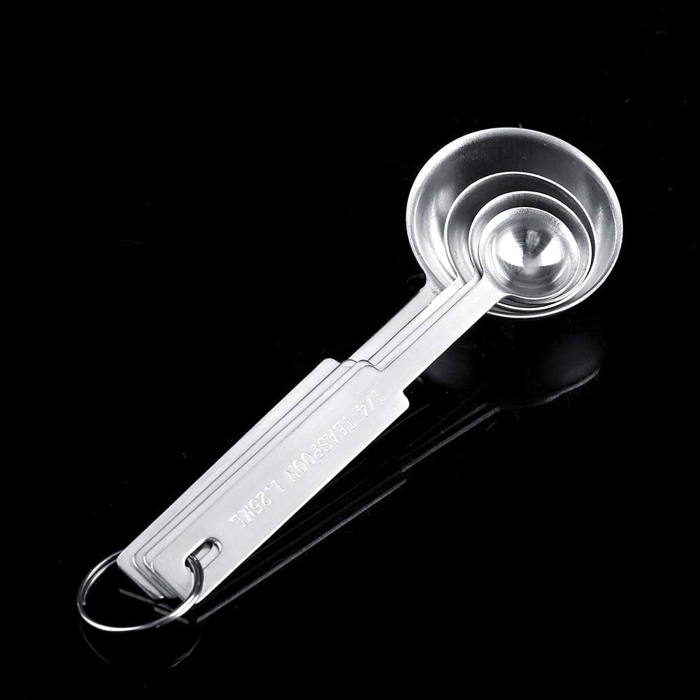 Stainless Steel Measuring Spoons Set Of 4 Piece Including 1/10 Tsp, 1/2 Tsp, 1 Tsp, 1 Tbsp For Measuring Dry And Liquid Ingredie