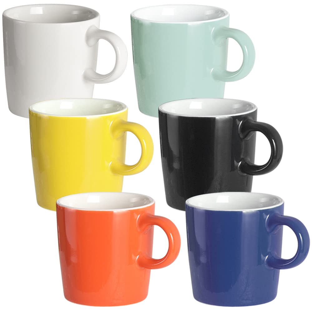 homEdge Mini Porcelain Espresso Cup, 4 Ounces / 120 ml Tiny Coffee Mugs Ceramic Demitasse for Espresso, Tea Set of 6, Assorted 