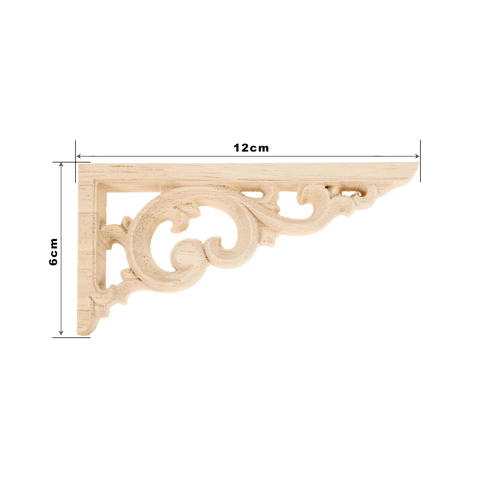 MUXSAM Wood Carved Corners Appliques Onlays  2-Pair Unpainted Wood Caravings Decals for Cabinet Dresser Cupboard Mirrors Walls Doors Closet Fireplace Bed Frame DIY Craft Project  12x6cm/4.72''x2.36''