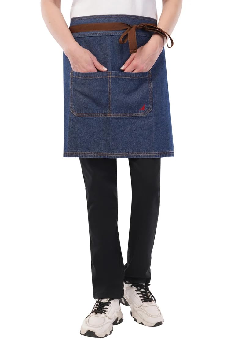 Atacama Professional Waist Apron For Hospitality, Service Professionals | Suitable For Kitchen & Restaurant Use | Half Apron Wit