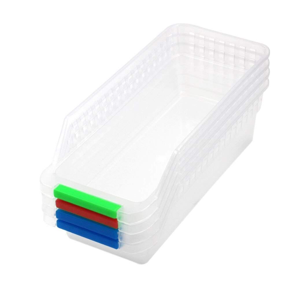 Inditradition Space Saver Fridge Organizer Bins | Stackable Refrigerator Food Storage Organizer, Food Grade Plastic (Pack Of 8)